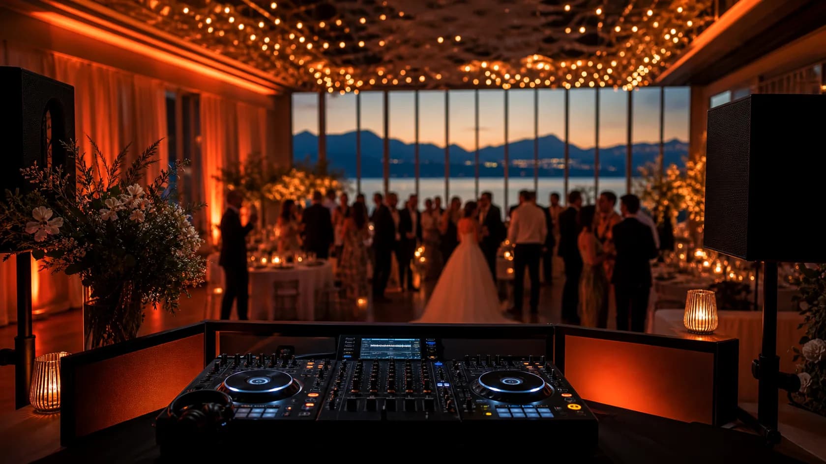 Ablauf Hochzeitsabend vom Dinner zur vollen Tanzfläche mit DJ Setup und Eventstimmung