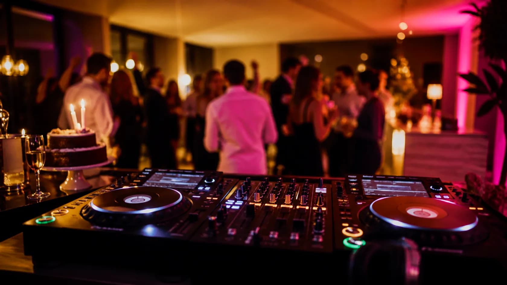 DJ für den 40. Geburtstag mit Musik für gemischte Gäste mit DJ Setup und Eventstimmung