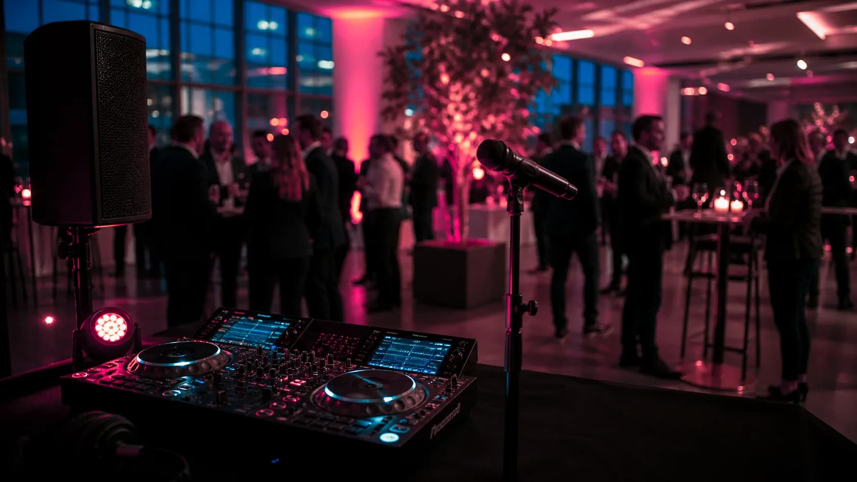 DJ für Networking Event Musik die Gespräche nicht stört mit DJ Setup und Eventstimmung