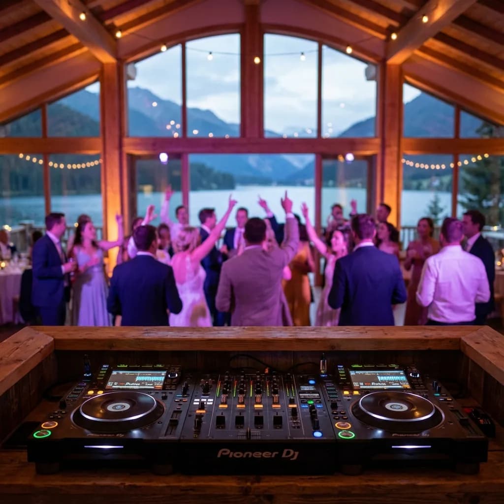 Hochzeits-DJ Schweiz Party Setup mit Licht und Ton