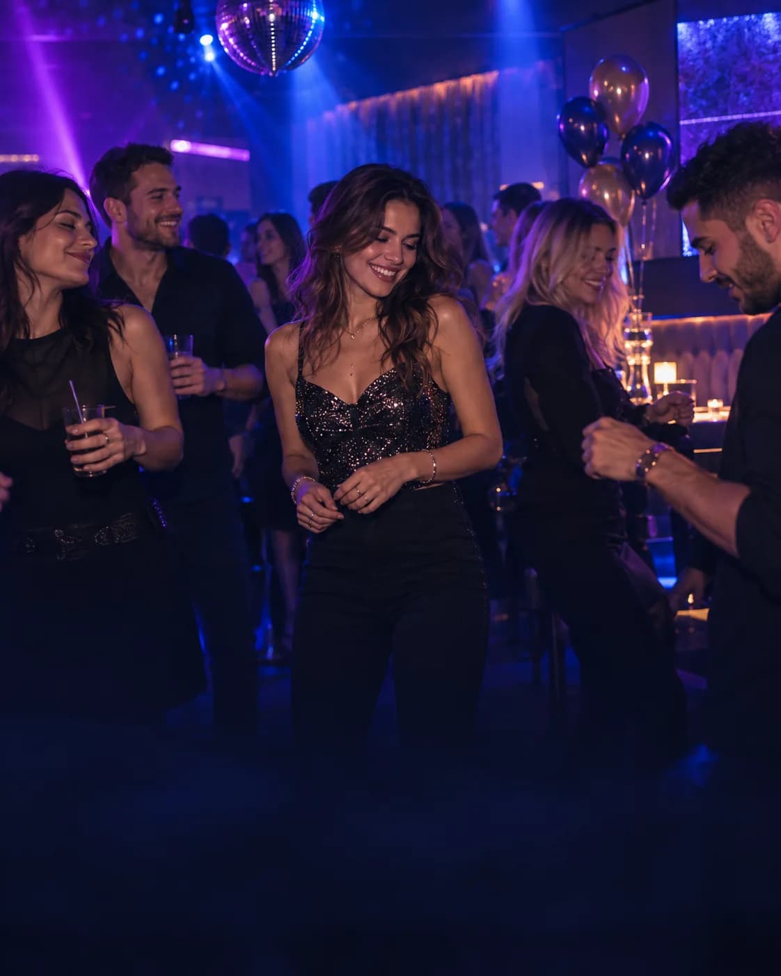 Stimmungsbild einer Geburtstagsfeier im Club mit Freunden und Ballons